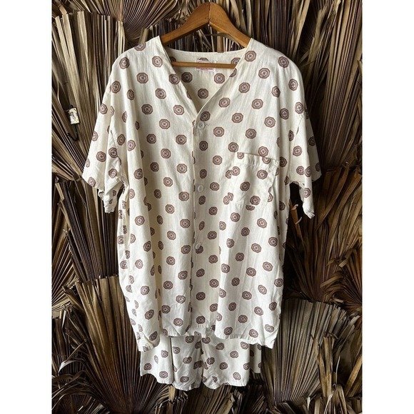 Vintage 1950s Mens Sanforized Cotton Pajamas Set Rockabilly Brown Print Janco - Picture 9 of 9